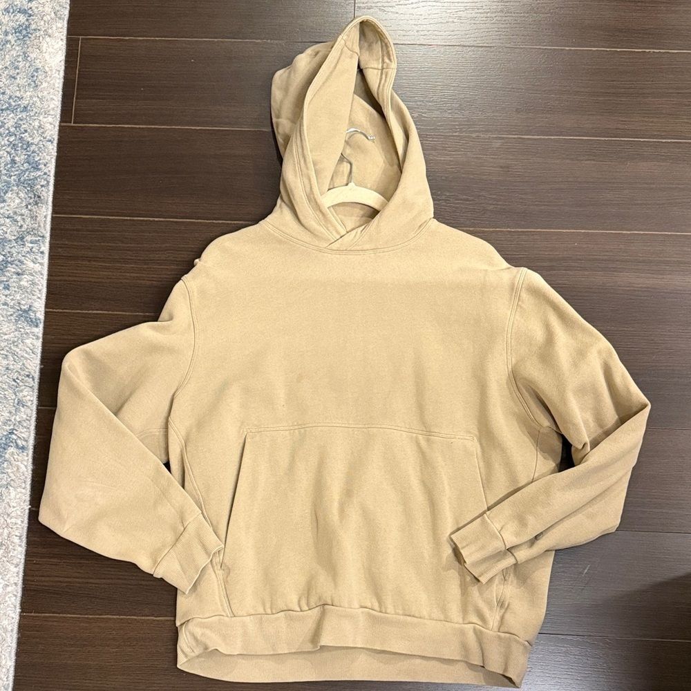 LULULEMON Men's Steady State Beige Hooded Pullover Sweatshirt - Picture 3 of 5
